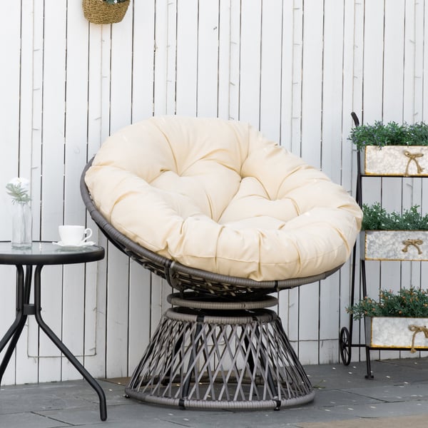 Papasan-tuoli 87x97x90 cm, beige, metallirunko