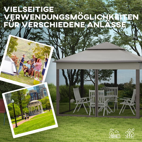 Hopfällbart paviljong, 325x325x270 cm, krämvit