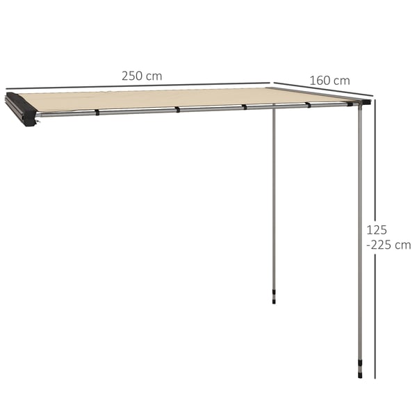 Bilsidemarkise, 160x250x125-225 cm, Khaki