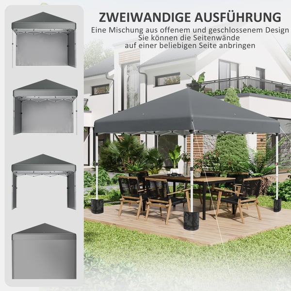 Sammenklappelig Pavillon, 297x297x288 cm, Mørkegrå