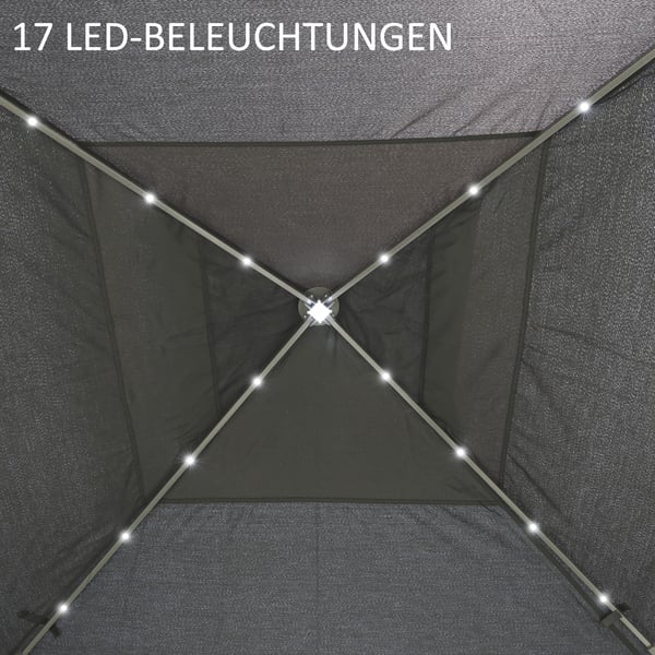 Sammenklappelig Havepavillon, 330x330x288 cm, Grå