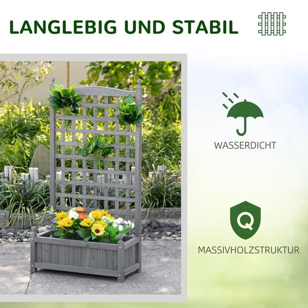 Plantekasse med espalier, 64x28x120 cm, grå, træ