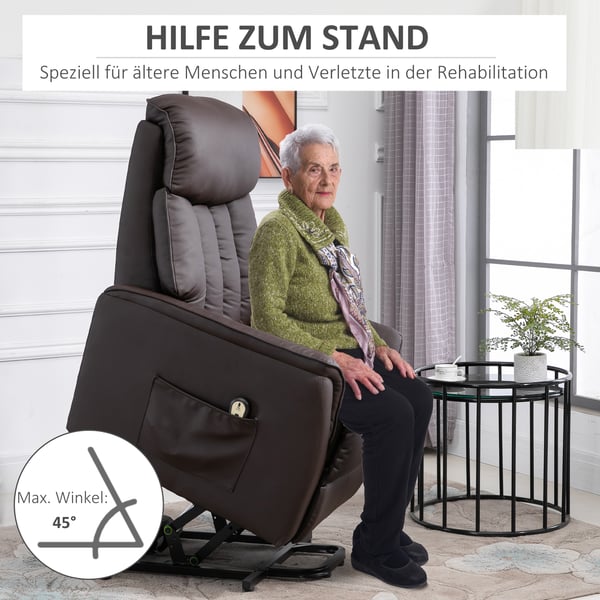 Elektrisk reclinerfåtölj, 80x94x104 cm, Brun