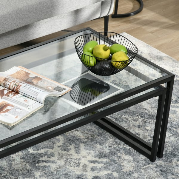 Sofabord Sæt, 119x56x44,5 cm og 109x50,5x39 cm, Sort