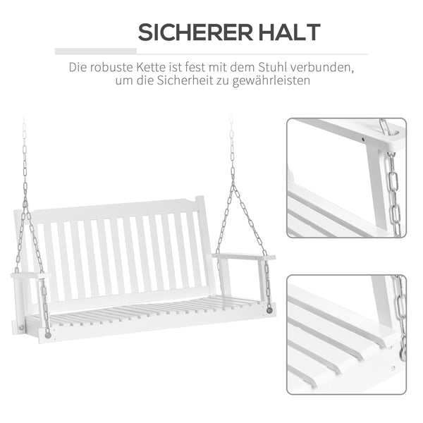 Haveswingbænk, 117x69x60 cm, Hvid
