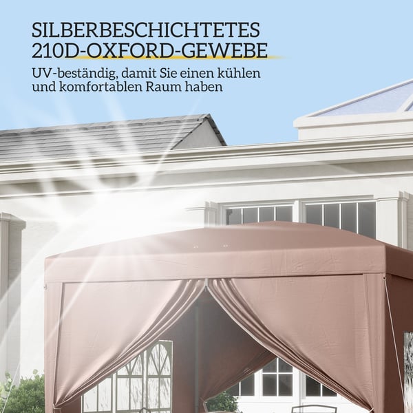 Sammenklappelig pavillon, 295x295x258 cm, brun