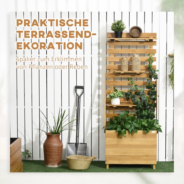 Højbeds plantekasse med espalier, 63x39x160 cm, Brun