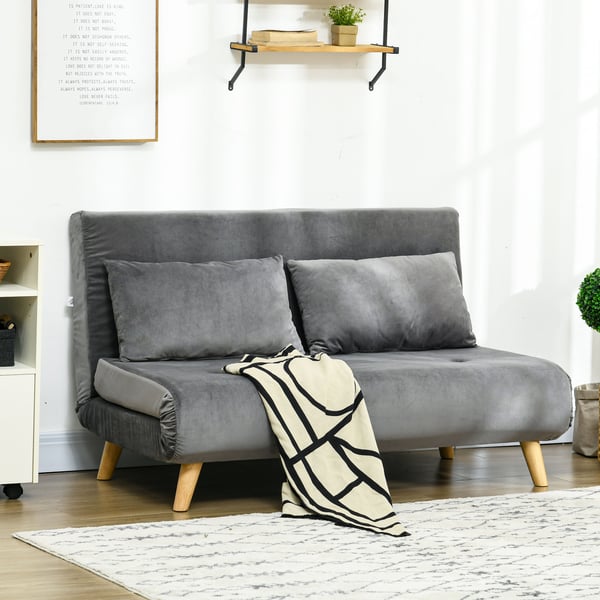 Soffa med bäddfunktion, 130x78x79 cm, grå