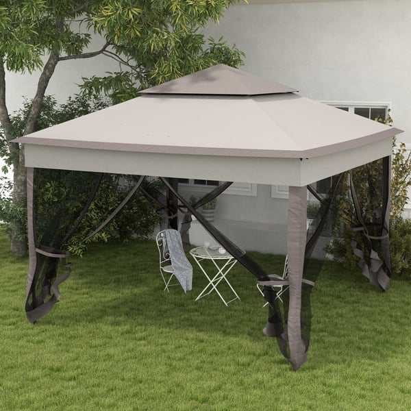 Hopfällbart paviljong, 325x325x270 cm, krämvit