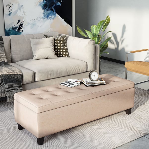 Opbevaringsbænk, 125x49x41,5 cm, Beige
