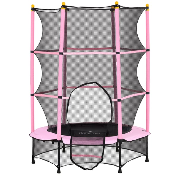 Lasten trampoliini, 140x140x190 cm, vaaleanpunainen Lasten trampoliini, 140x140x190 cm, vaaleanpunainen