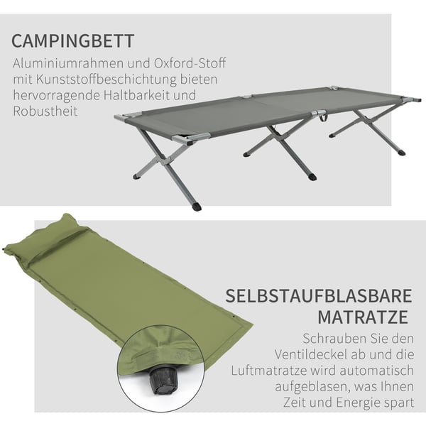 Campingbädd, 200x86x147 cm, Grå