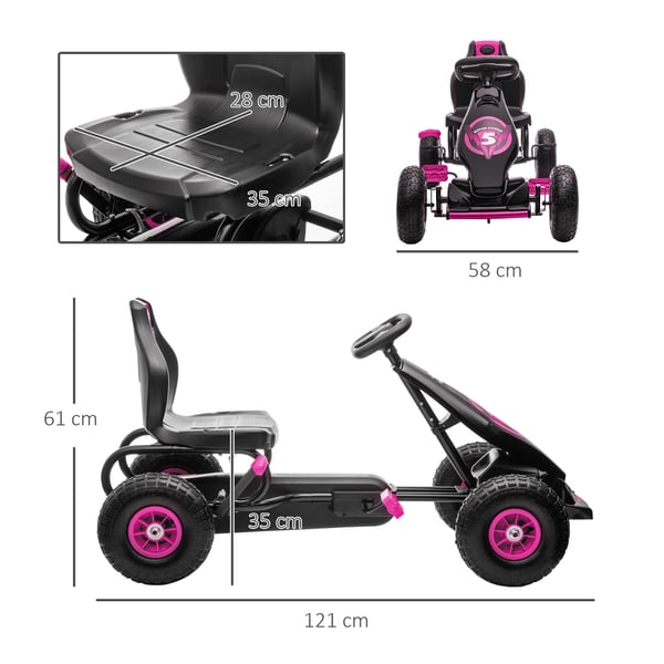 Go-kart, 121x58x61 cm, Pink