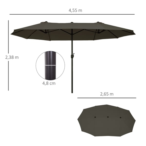 Patio Paraply, 460x270x240 cm, Grå