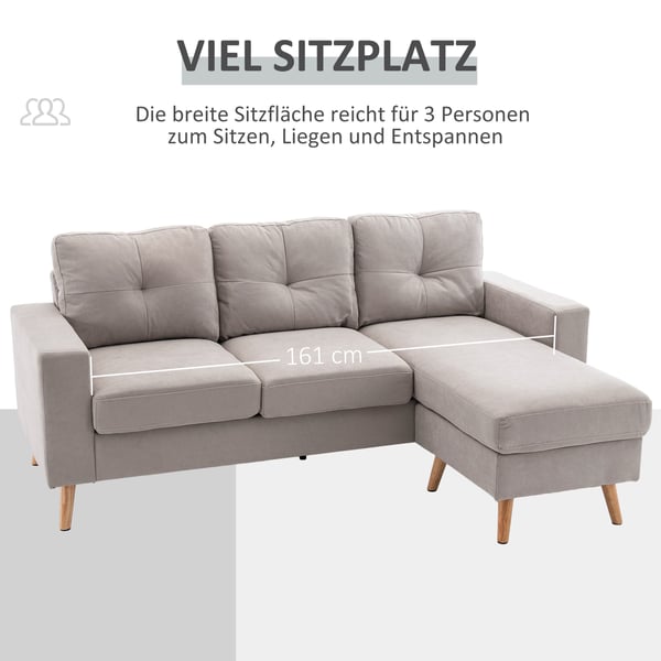 Hjørnesofa, 193x136x85 cm, Lysegrå