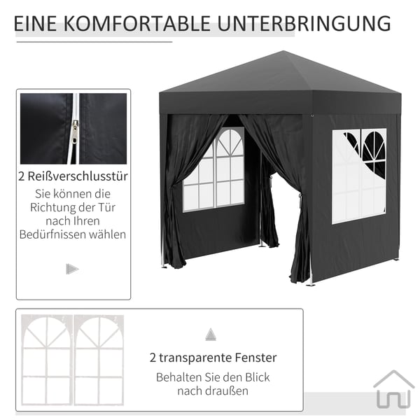 Paviljong, 200x200x240 cm, Svart