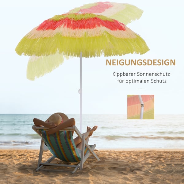 Strandparasol, 160x190 cm, Flerfarvet