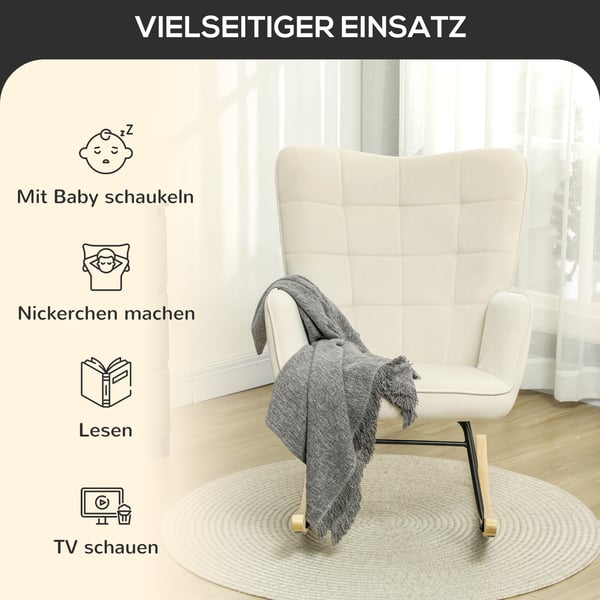 Keinuva tuoli, 98x71x101 cm, beige
