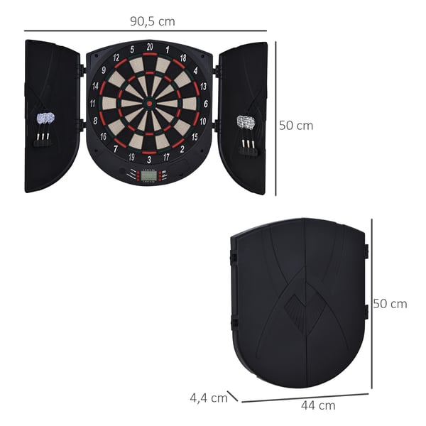 Elektronisk dartskive, 50x44x4,4 cm, Sort, Plastik