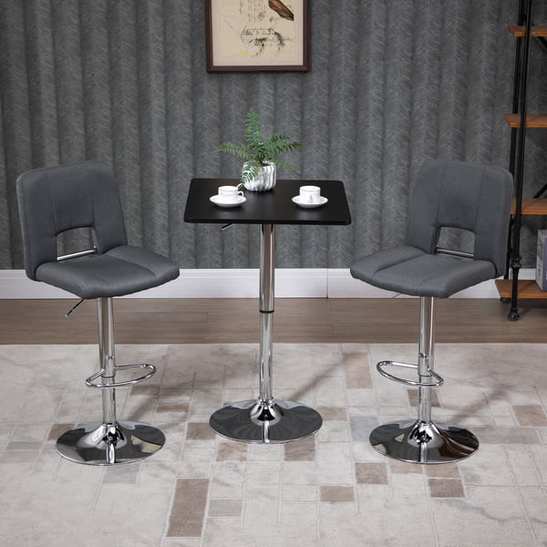 Barbord, justerbar højde, 60x60x69-93 cm, sort