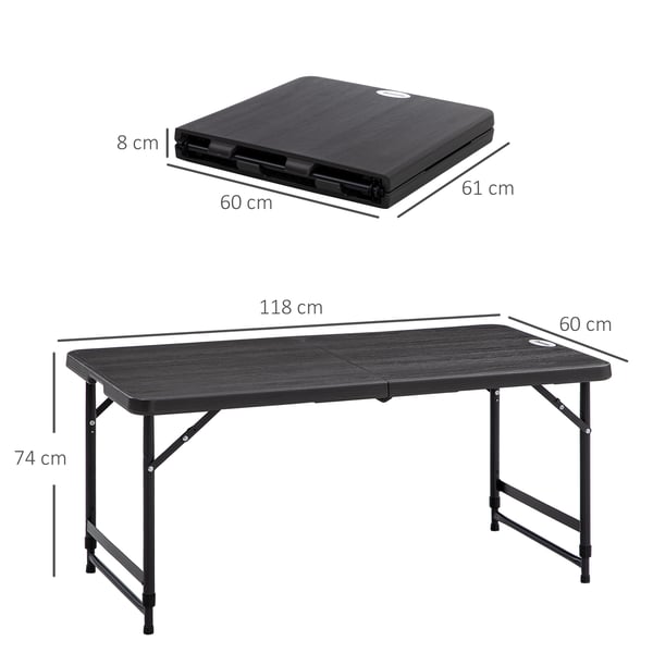Fällbart trädgårdsbord, 118x60x74 cm, mörkgrå
