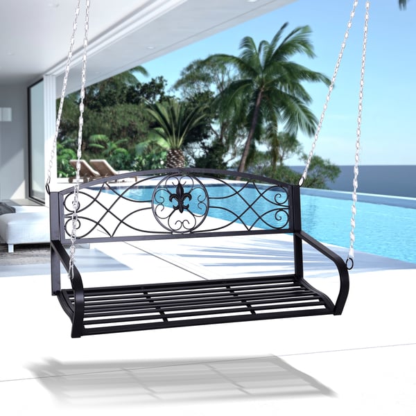 Hammockgunga för veranda, 132x63x58 cm, Svart