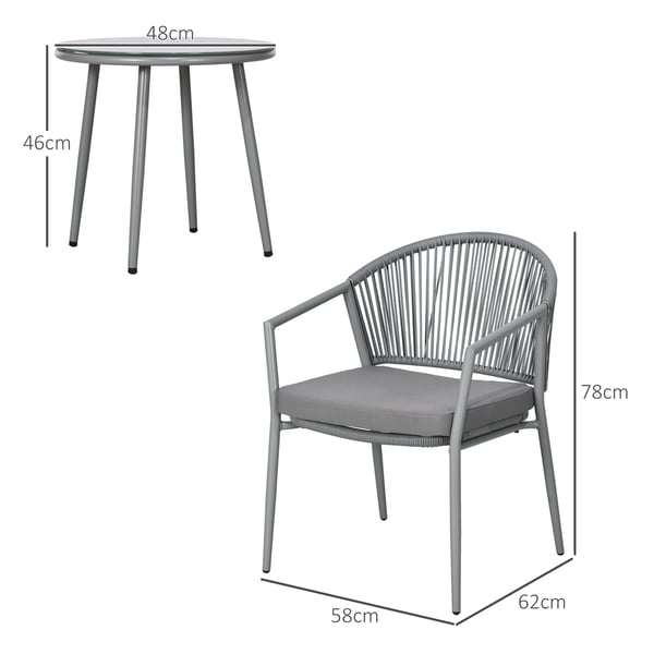 Trädgårdsmöbelset, 58x62x78 cm, Grå