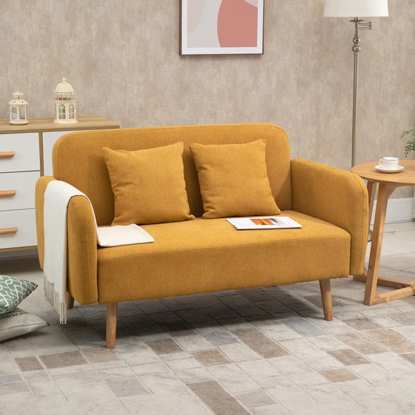 Loveseat-sohva, 130x70x80 cm, keltainen