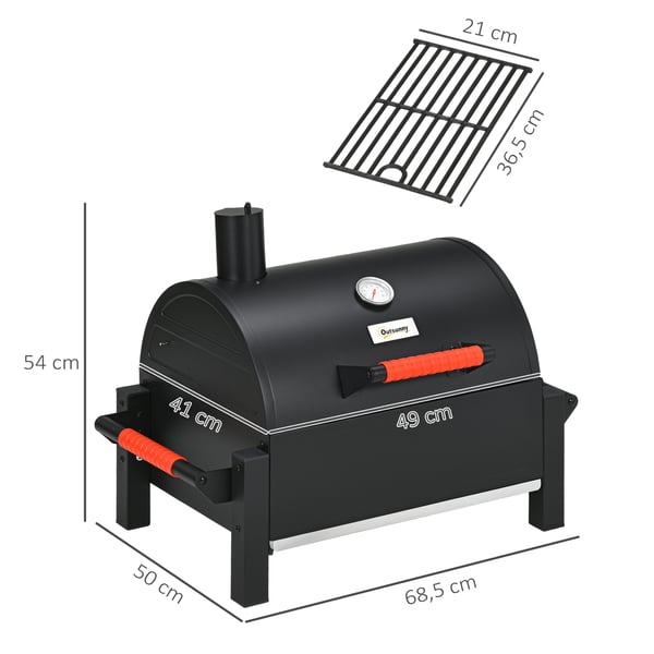 Kolgrill, 68,5x50x54 cm, Svart