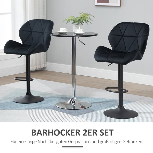 Barstol sæt, 51.5x57.5x93-114.5 cm, Sort