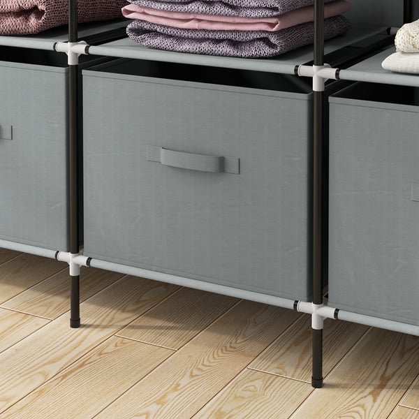 Stofklædeskab, 166x42,5x169,5 cm, Mørkegrå