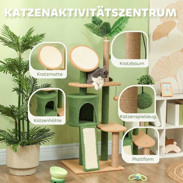 Kattetræ, 48x44x139 cm, Grøn Brun