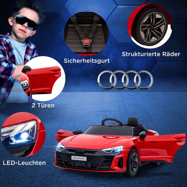 Elektrisk elbil, Audi RS e-tron GT, 103x58x41 cm, Röd