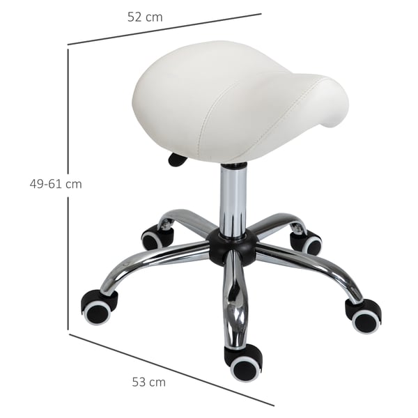 Sadelstol, 52x53x49-61 cm, Hvid