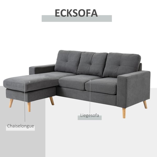 Hjørnesofa, 193x136x85 cm, Grå