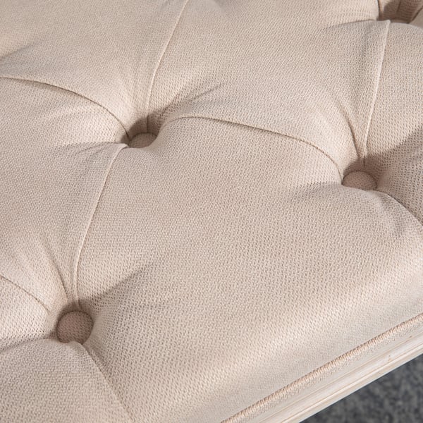 Polstret bænk, 117x40x48 cm, beige
