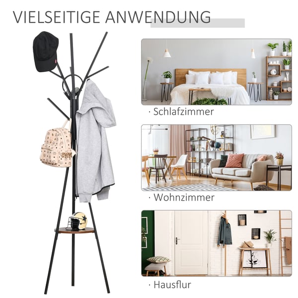 Tøjstativ 45x45x180 cm Sort Brun, metal