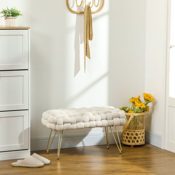 Fodskammel, 76x38x41,5 cm, Creme