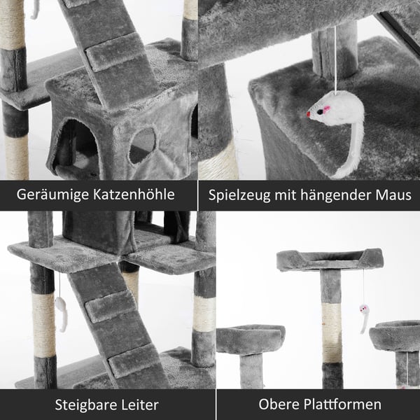 Kattställning, 50x50x170 cm, Grå