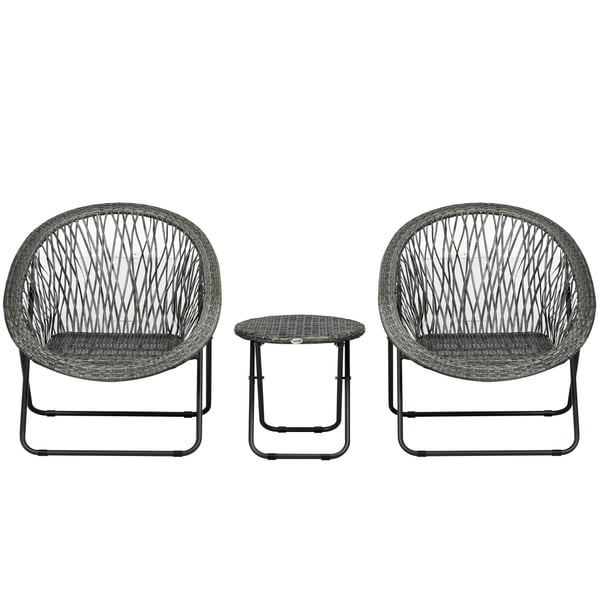 Taitettava puutarhakalustesetti, 76x77x78 cm tuoli, Ø46x43 cm pöytä, harmaa