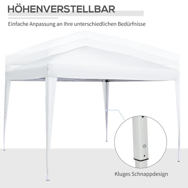 Sammenklappelig pavillon, 295x295x258 cm, hvid