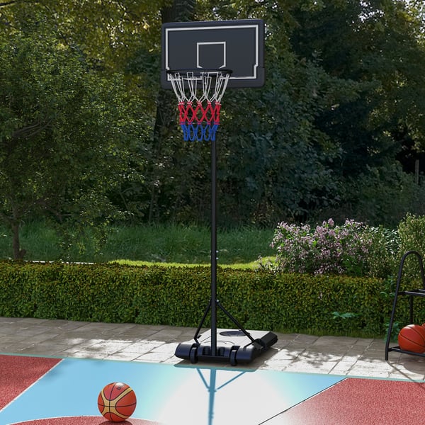 Basketballkurv, 220-250x74x55 cm, Sort