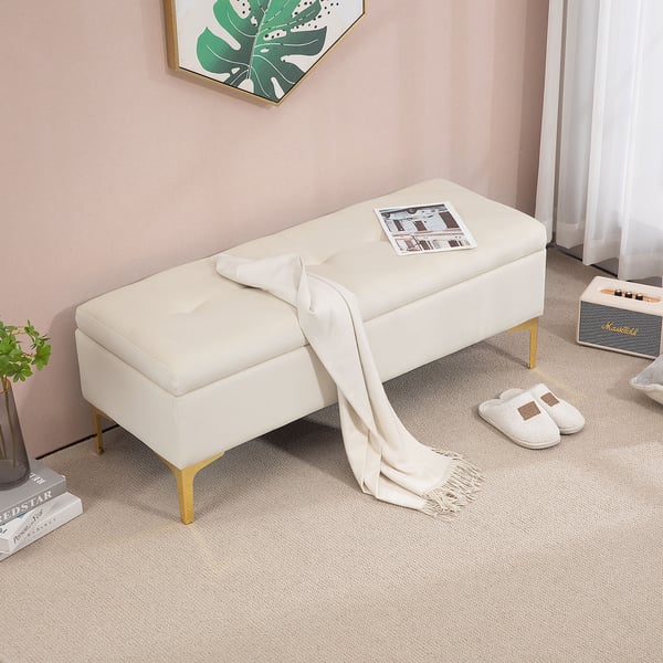 Opbevaringsbænk, 120x44x44,5 cm, Beige