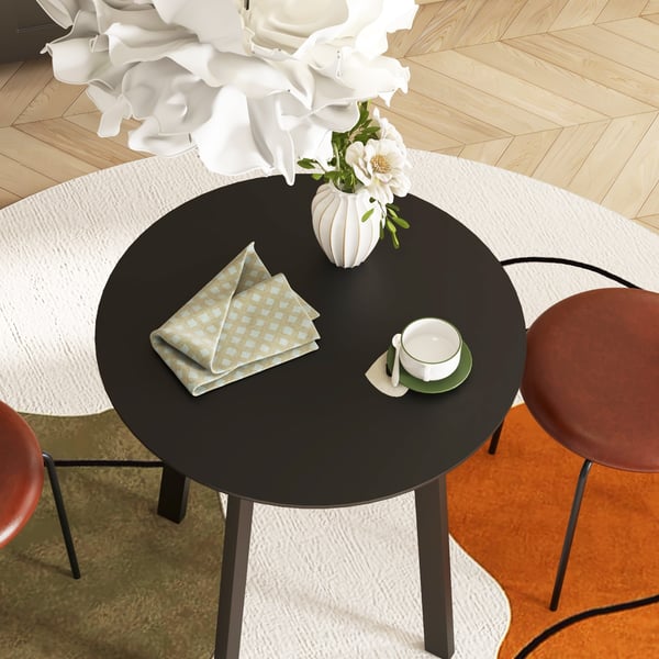 Spisebord, rundt køkkenbord, 72x72x75 cm, sort