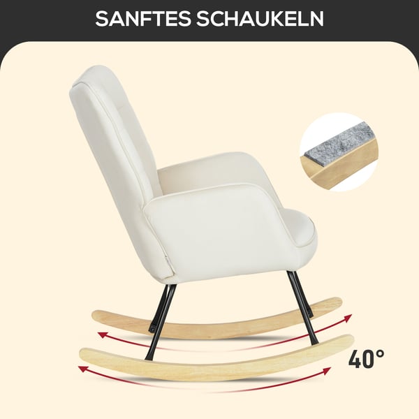 Keinuva tuoli, 98x71x101 cm, beige