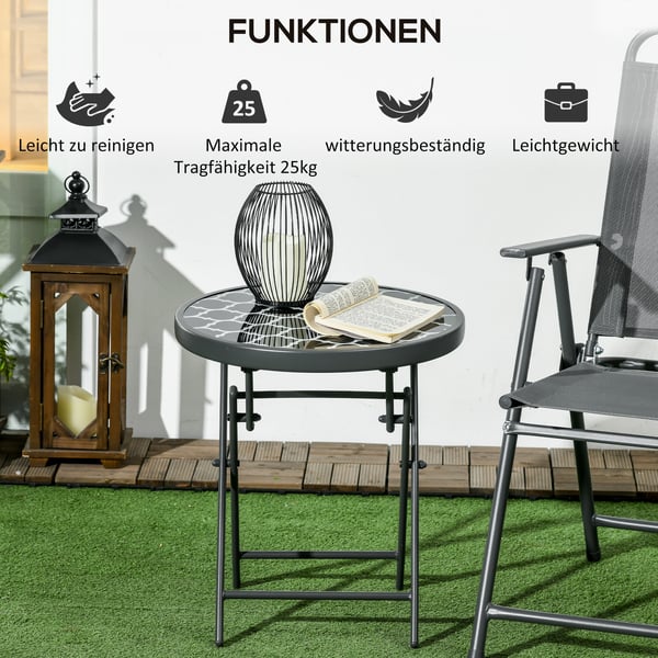 Hopfällbart sidobord, 45x45x50 cm, svart