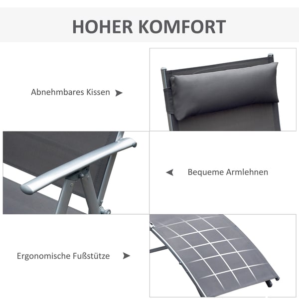 Solstol, 137x63.5x100.5 cm, Grå