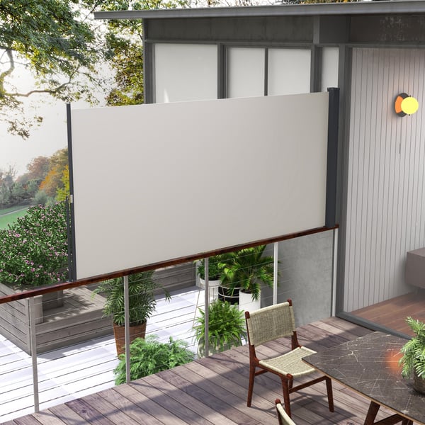 Udtrækkelig Side Markise, 300x140 cm, Lysegrå