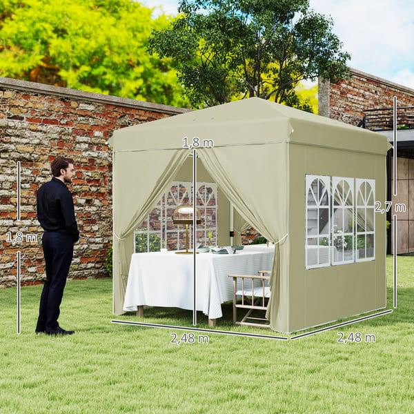 Pop-up Pavillon, 248x248x270 cm, Creme