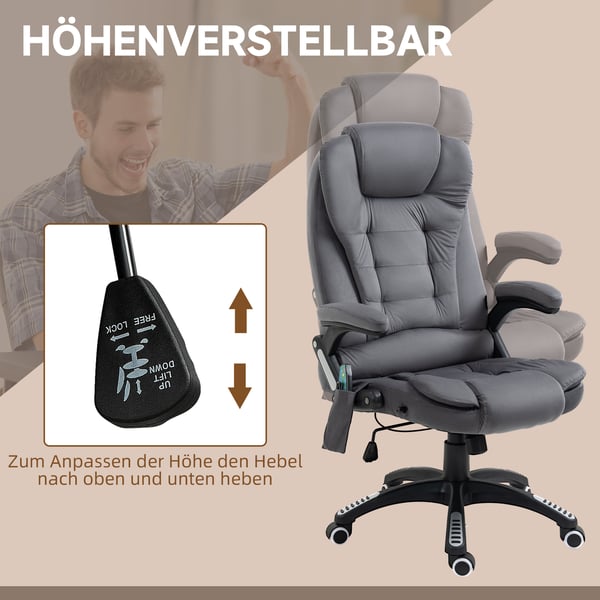 Massagekontorstol, 67x74x107-116 cm, Mørkegrå
